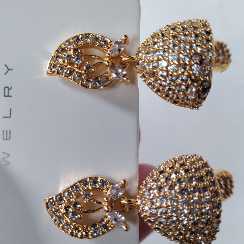 6400 Indian gold tone and rhinestone Wedding Earrings